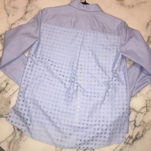 Akris Punto Periwinkle Blue Sheer Dot Back Shirt